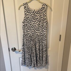 LOFT Black and White Pleated Midi Sundress
